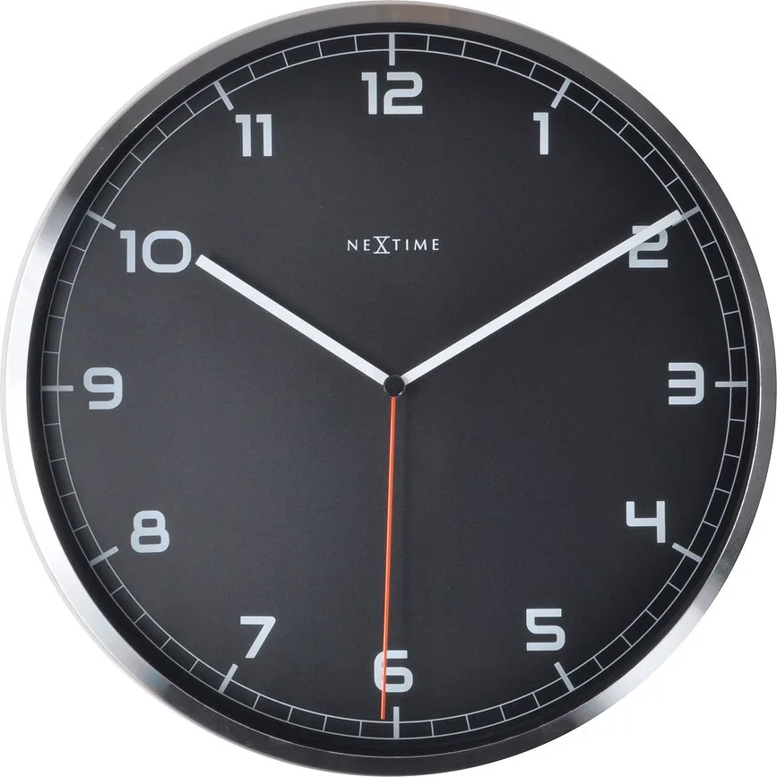 Настенные часы NeXtime Company, алюминий, 35 см, чёрные