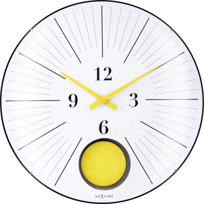 Настенные часы NeXtime Duomo 50 Pendulum, стекло, 50 см, жёлтые