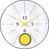 Настенные часы NeXtime Duomo 50 Pendulum, стекло, 50 см, жёлтые — фото 1