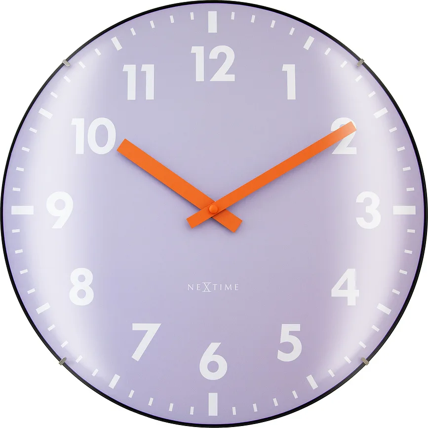 Настенные часы NeXtime Duomo, стекло, 35 см, фиолетовые