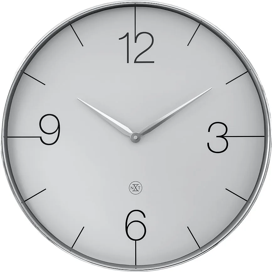 Настенные часы NeXtime Finesse Large, пластик, 51 см, серебристые