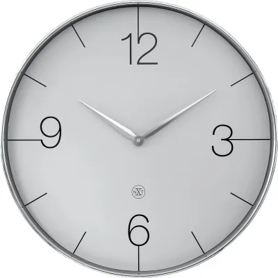 Настенные часы NeXtime Finesse Large, пластик, 51 см, серебристые