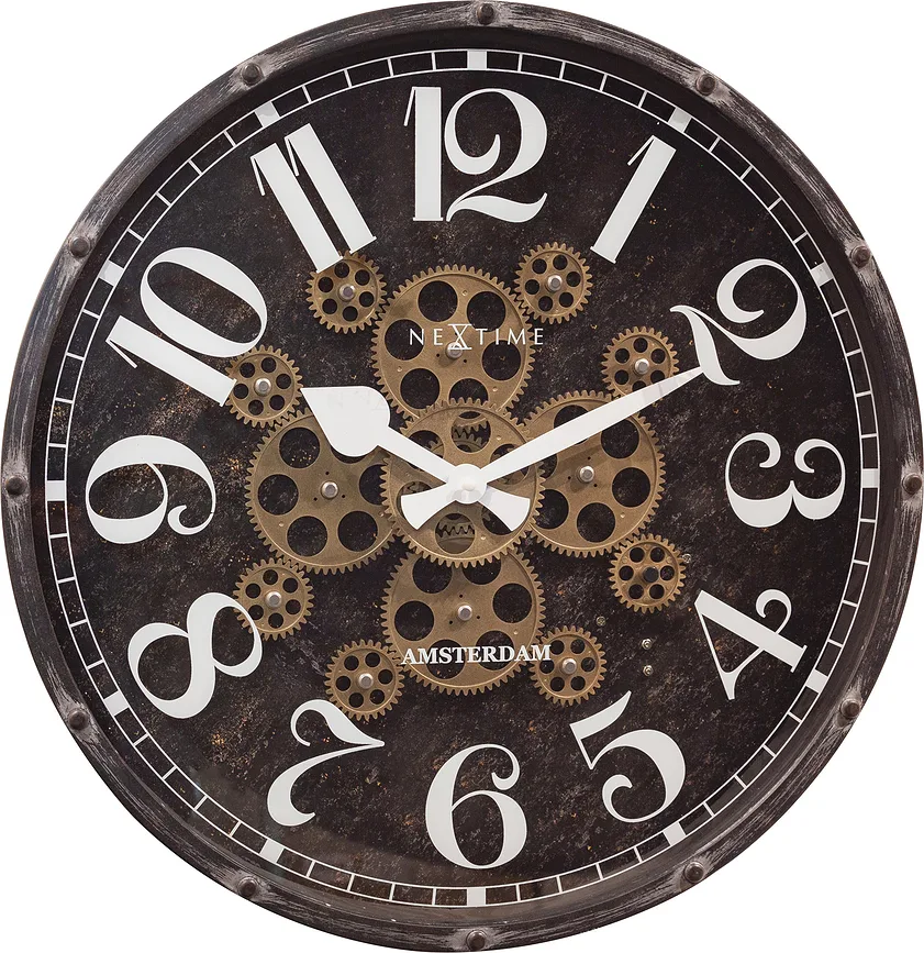 Настенные часы NeXtime Henry, металл, 50 см, коричневые