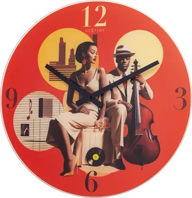 Настенные часы NeXtime Jazz, стекло, 43 см, разноцветные