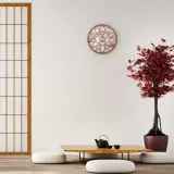 Настенные часы NeXtime Lotus, дерево, 40 см, розовые — фото 1