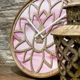 Настенные часы NeXtime Lotus, дерево, 40 см, розовые — фото 2