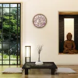 Настенные часы NeXtime Lotus, дерево, 40 см, розовые — фото 4