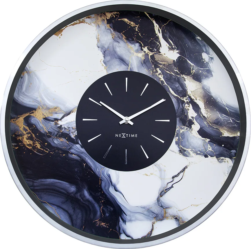 Настенные часы NeXtime Marble Duo, металл, 48 см, чёрные
