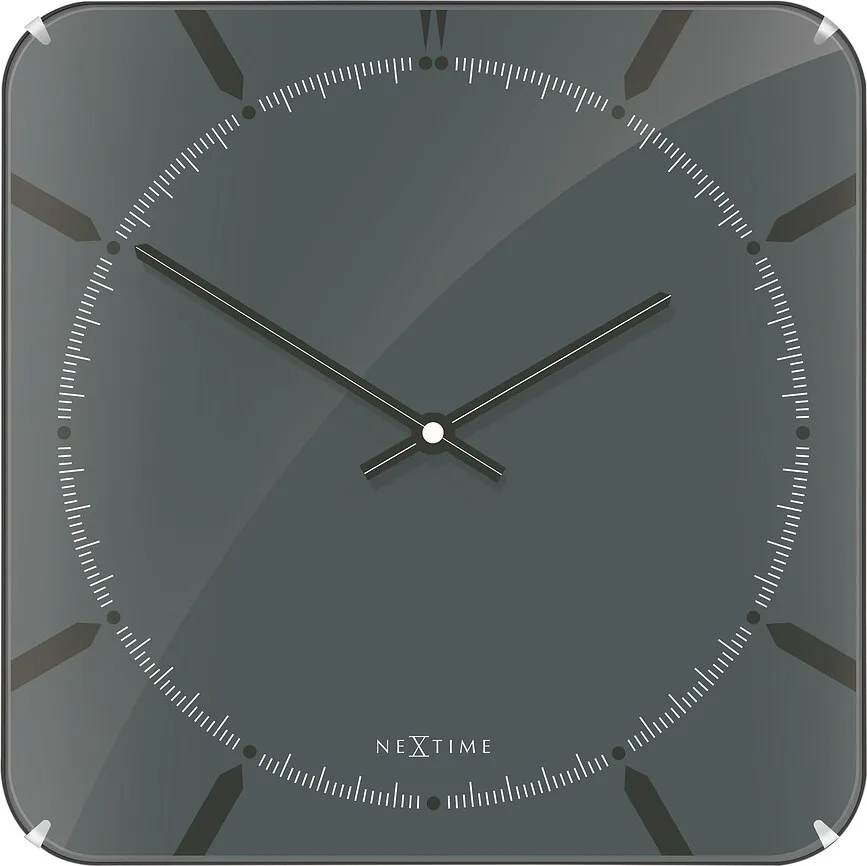 Настенные часы NeXtime Michael Square Dome, стекло, 35 35 см