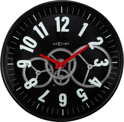 Настенные часы NeXtime Modern Gear Clock, металл, 36 см, чёрные