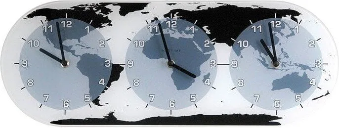 Настенные часы NeXtime Mondial, стекло, 50 19 см, чёрные
