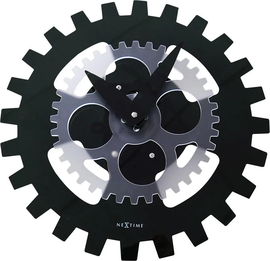 Настенные часы NeXtime Moving Gears, пластик, 35 см, чёрные
