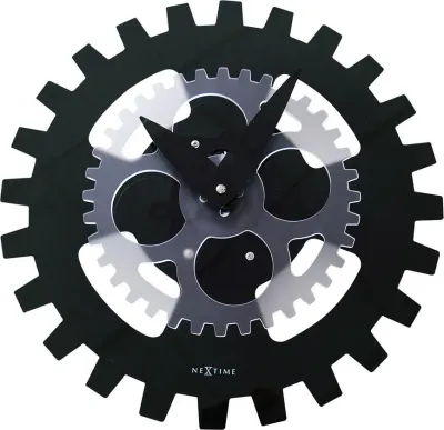 Настенные часы NeXtime Moving Gears, пластик, 35 см, чёрные