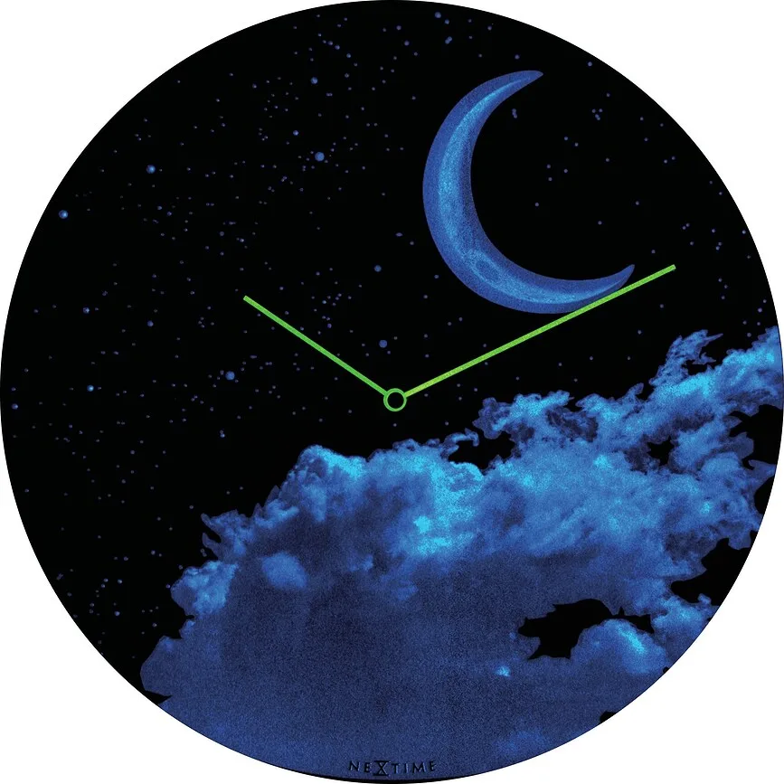 Настенные часы NeXtime New Moon Dome, стекло, 35 см, синие