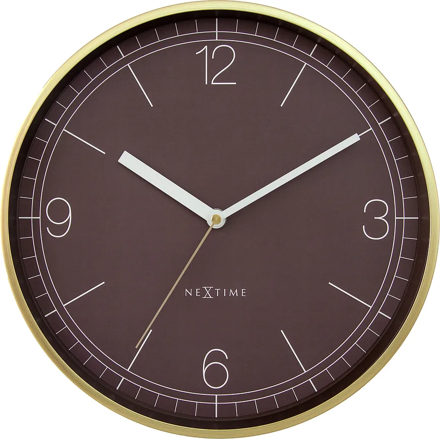 Настенные часы NeXtime Nova, алюминий, 30 см, коричневые