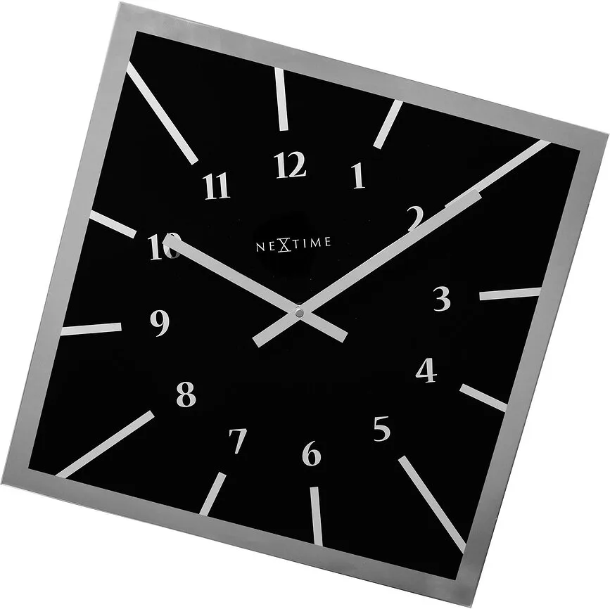 Настенные часы NeXtime Off Balance, стекло, 30 см, чёрные