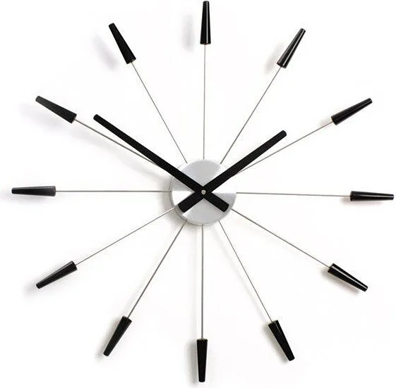 Настенные часы NeXtime Plug Inn, дерево, 60 см, чёрные
