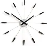 Настенные часы NeXtime Plug Inn, дерево, 60 см, чёрные — фото 1
