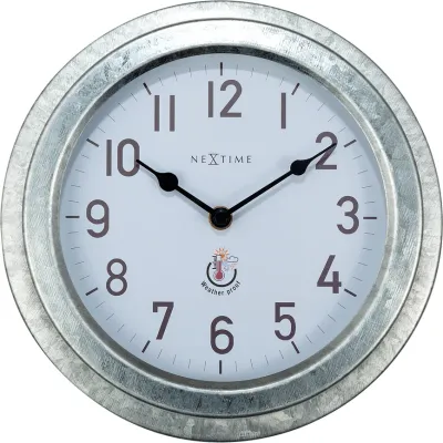 Настенные часы NeXtime Poppy, металл, 22 см, серебристые