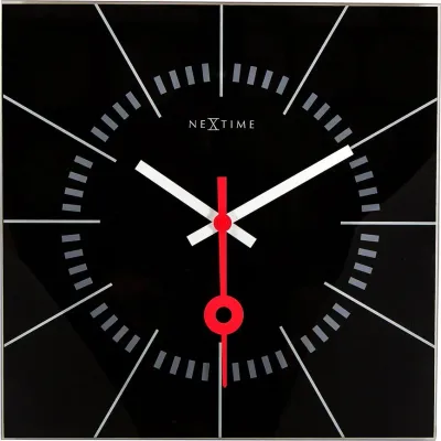 Настенные часы NeXtime Stazione, стекло, 35 35 см, чёрные