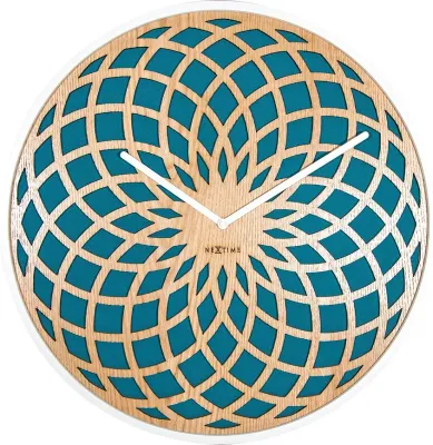 Настенные часы NeXtime Sun Big, дерево, 50 см, синие