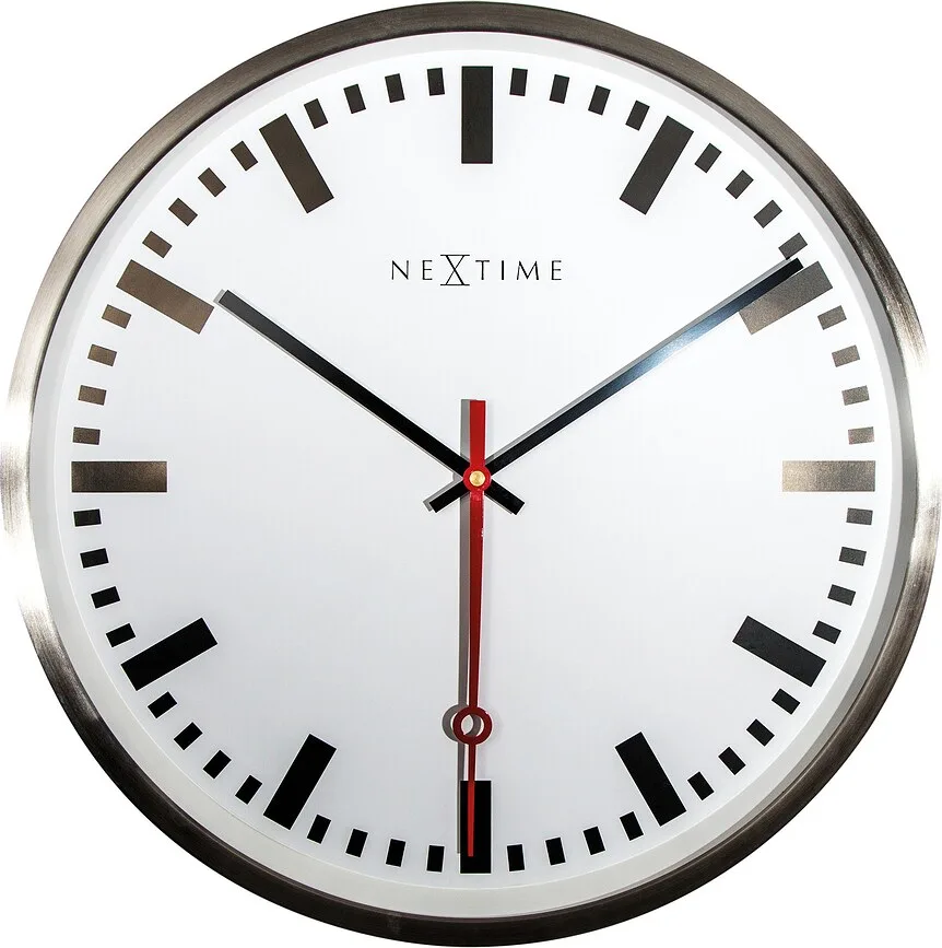 Настенные часы NeXtime Super Station, нержавеющая сталь, 55 см