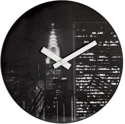 Настенные часы NeXtime The City, пластик, 39 см, чёрные