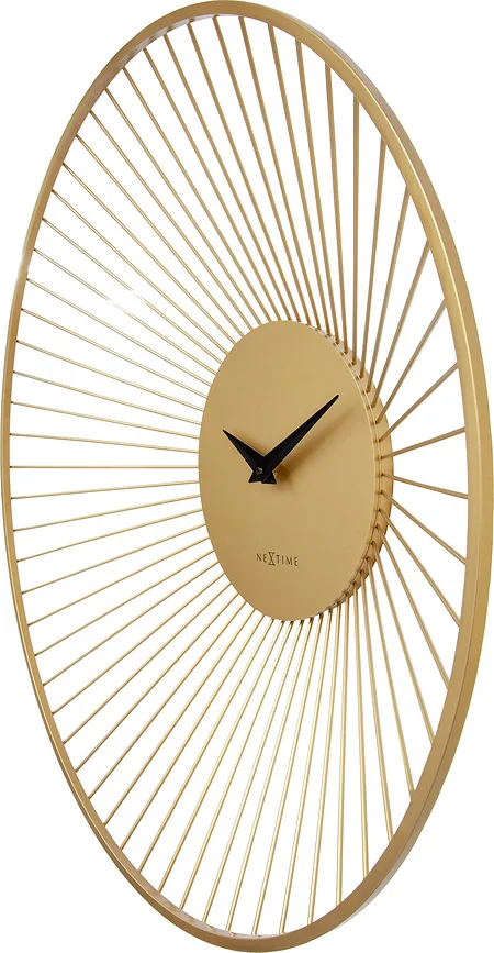 Настенные часы NeXtime Vasco Round, металл, 80 см, золотистые