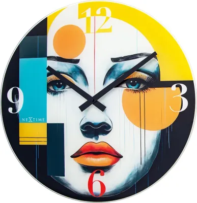 Настенные часы NeXtime Vogue, стекло, 43 см, разноцветные