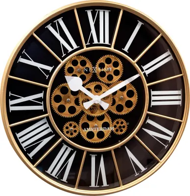 Настенные часы NeXtime William, металл, 50 см, золотистые