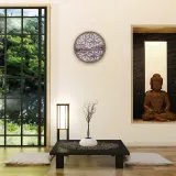 Настенные часы NeXtime Yogi, дерево, 40 см, фиолетовые — фото 1
