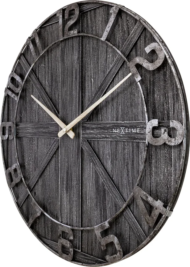 Настенные часы NeXtime York, дерево, 50 см, чёрные