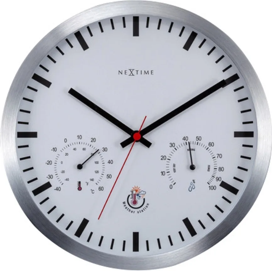 Настенные часы NeXtime, алюминий, 25 см, белые