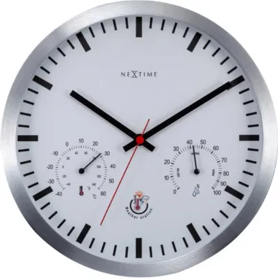 Настенные часы NeXtime, алюминий, 25 см, белые