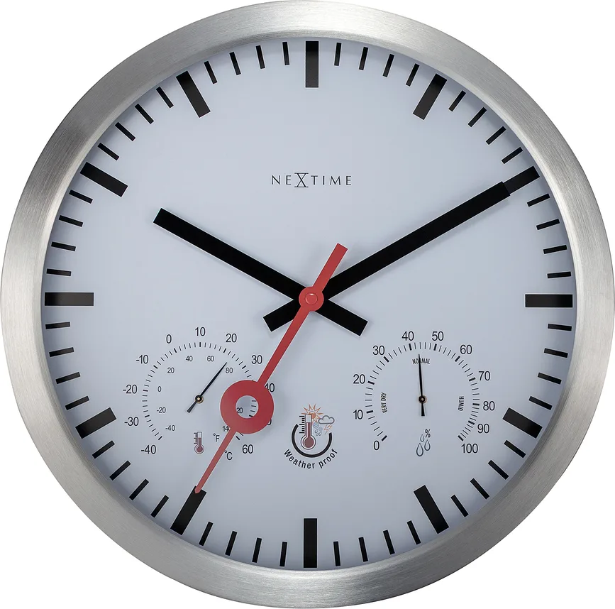 Настенные часы NeXtime, алюминий, 35 см, серебристые