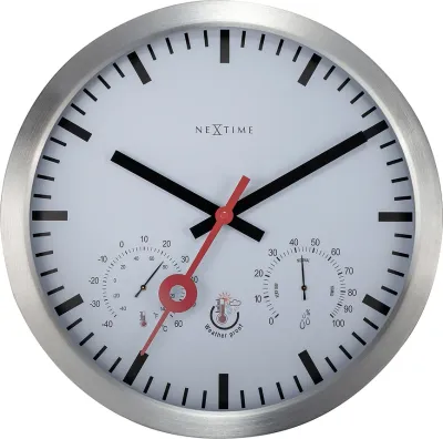 Настенные часы NeXtime, алюминий, 35 см, серебристые