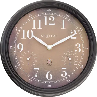 Настенные часы NeXtime, пластик, 23,5 см, коричневые