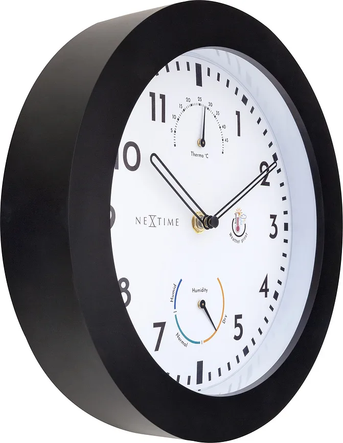 Настенные часы NeXtime, пластик, 25,5 см, чёрные