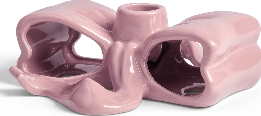 Подсвечник K Amsterdam Ribbon, керамика, 5,5 17,5 см, розовый