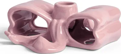 Подсвечник K Amsterdam Ribbon, керамика, 5,5 17,5 см, розовый