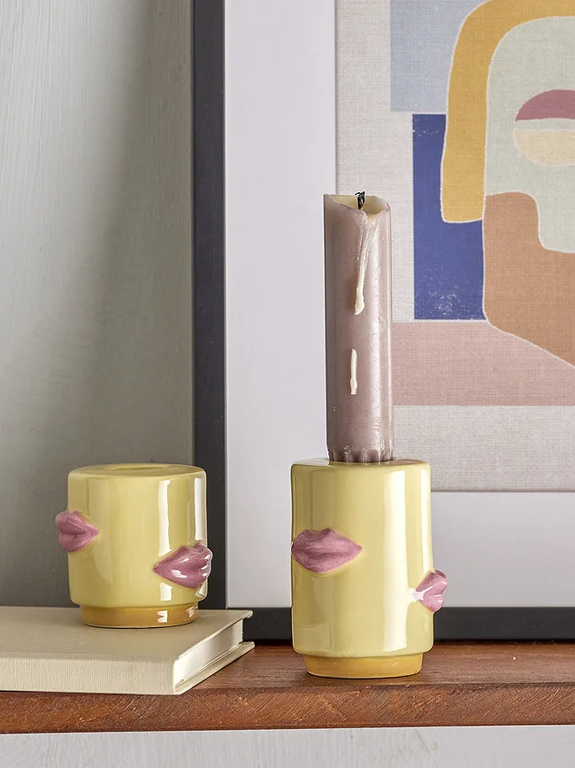 Набор подсвечников Bloomingville Sassy, 2 предмета, керамика, 7 5 см, жёлтый