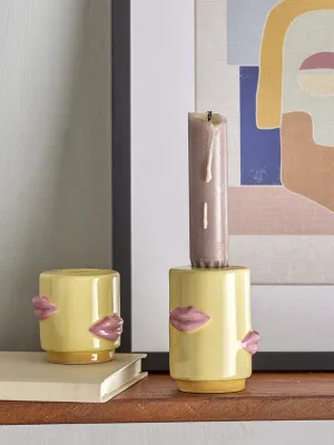 Набор подсвечников Bloomingville Sassy, 2 предмета, керамика, 7 5 см, жёлтый