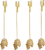 Набор подсвечников Ferm Living Oak Leaf, 4 предмета, латунь, 16 3,5 см, золотистый — фото 1