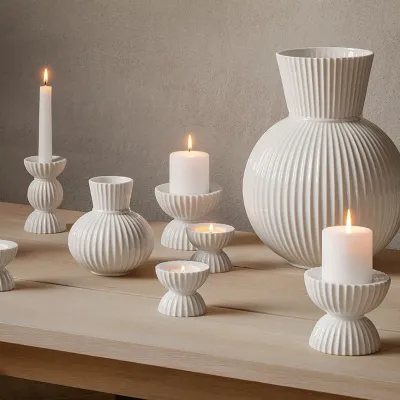 Подсвечник Lyngby Tura, фарфор, 11,5 11,5 см, белый