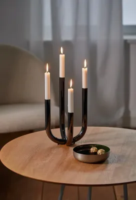 Подсвечник Philippi Festive czarny chrom, металл, 29,5 см, чёрный