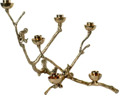 Подсвечник Polspotten Twiggy with squirrels, латунь, 30 см, золотистый