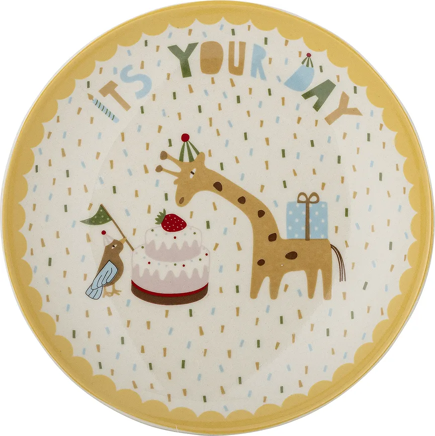 Детская тарелка Bloomingville Celebrate, каменная керамика, 16 см, жёлтая