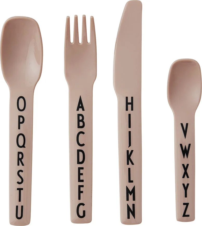 Набор детских столовых приборов Design Letters AJ Kids, 4 предмета, пищевой пластик, белый