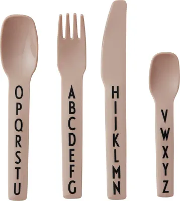 Набор детских столовых приборов Design Letters AJ Kids, 4 предмета, пищевой пластик, белый