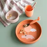 Набор детской посуды Done by deer Happy Clouds, силикон, 3 предмета, оранжевый — фото 3